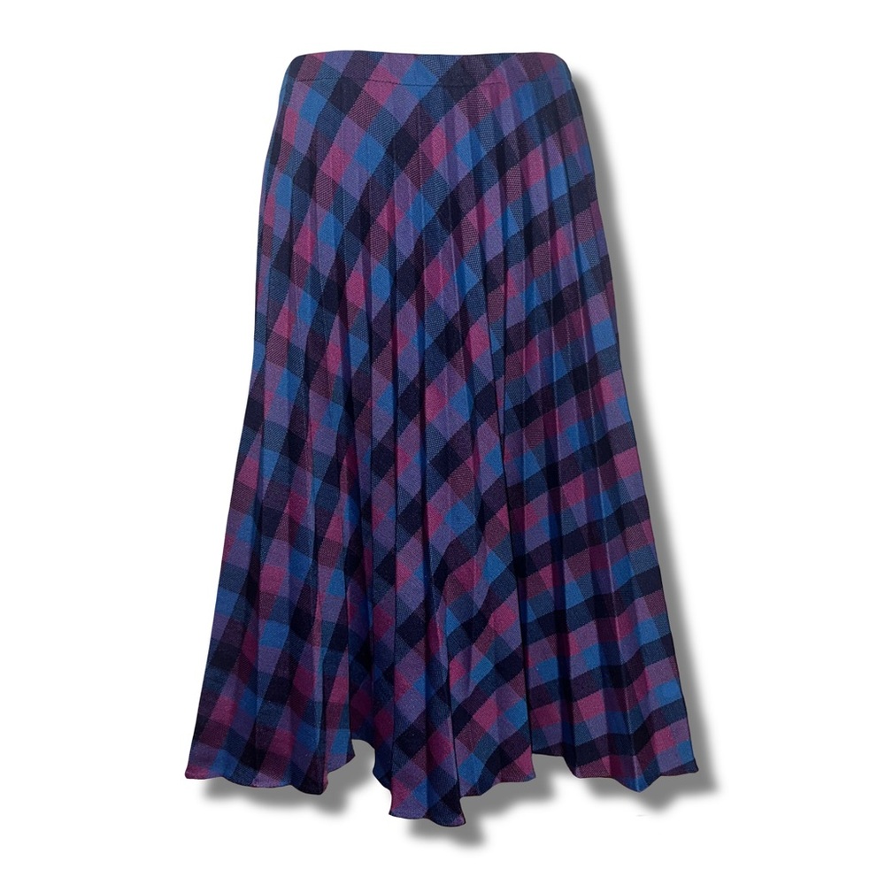 Vtg Pleated Plaid Skirt